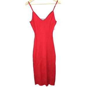 Freshman 1996 Red Sweater Bodycon Adjustable Tank Midi Dress Women's Medium NWT